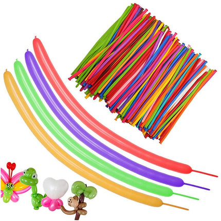 Long Balloons 100 Pack,for Animal Twisting and Party Decor,Thickened Latex Modeling Balloons for DIY Shapes,Ideal for Birthdays,Christmas,Wedding Celebrations,Durable for Clowns and Magicians.