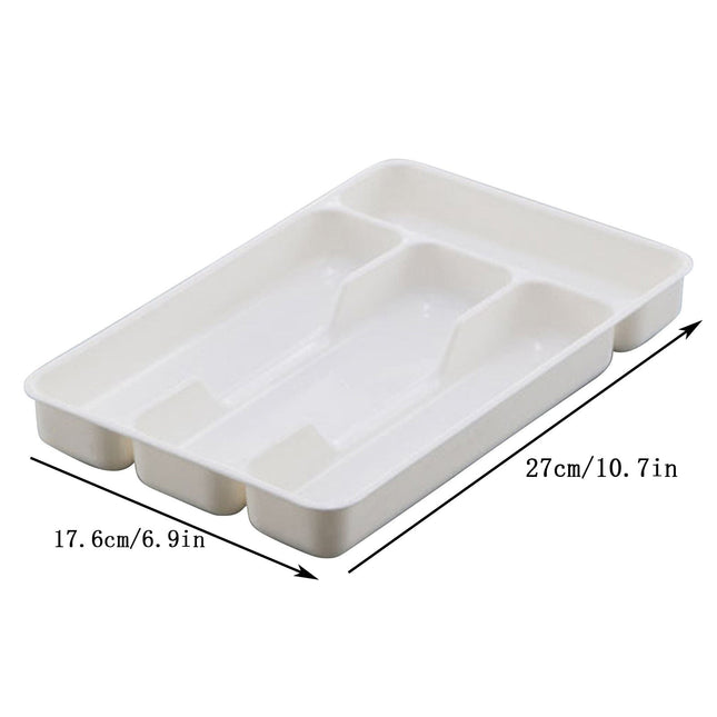 Small Silverware Tray, Heavy Duty Plastic Cutlery Tray, Durable Small Silverware Organizer, Keeps forks and spoons perfectly stacked, 1 Pack, 10.7x6.9 10.7" x 6.9" White.