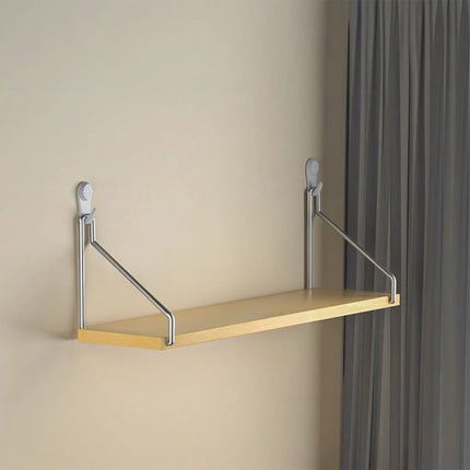 No-Drill Wall-Mounted Shelf with Adhesive Strips and Damage-Free Nails,Easy Installation on Any Wall Surface,Triangular Support,Versatile Use for Bedside,Projector,Router,Book Storage Yellow.