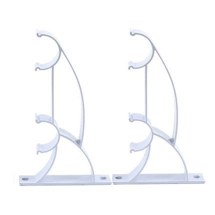 Curtain Rod Bracket, Double Curtain Rod Holder, Heavy Duty Curtain Rod Brackets, Drapery Wall Rods Bracket Holders, Curtain Rod Hooks for 1in Curtain Rods, 2 Pack, 5.12x3.15x0.79 5.12" x 3.15" x 0.79" White.