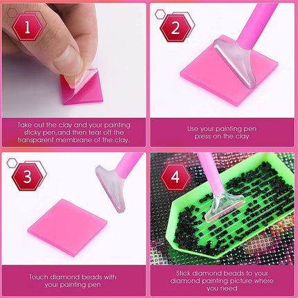 Diamond Painting Art Wax Refills for Diamond Art Dots Accessories, DIY Putty Glue and Wax for Diamond Art Embroidery Accessories with Storage Box, 6 Pcs, 0.98x0.98 0.98" x 0.98" Purple*4 Set.