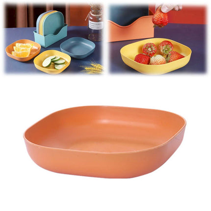 Plastic Pasta Bowls Reusable,Square Plate Bowls,Plastic Small Bowls For Kitchen,Pasta Serving Bowl,Kitchen Wheat Straw Serving Unbreakable Wide Shallow Dinner Plate Bowls For Salad, Cereal,Soup 5.5" x 5.5" x 1.1" Yellow.