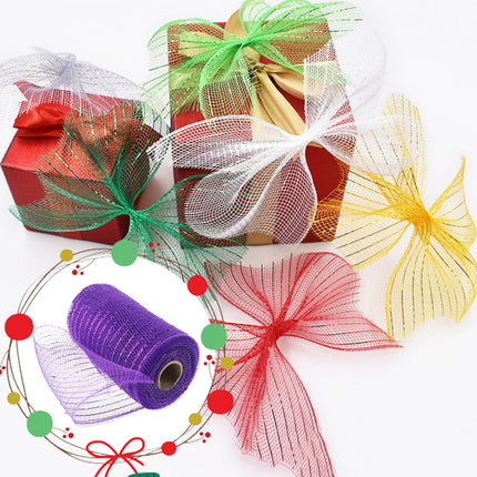 Poly Mesh Ribbon,6x338 Inch,Red Foil Mesh for Wreaths,Swags and Christmas Tree Decoration Ribbli Metallic Mesh Ribbon, Red Foil Mesh for Wreaths, Swags and Christmas Tree Decoration(Z1-Purple) Purple.