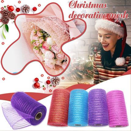 Poly Mesh Ribbon,6x338 Inch,Red Foil Mesh for Wreaths,Swags and Christmas Tree Decoration Ribbli Metallic Mesh Ribbon, Red Foil Mesh for Wreaths, Swags and Christmas Tree Decoration(Z1-Purple) Z1-Purple.