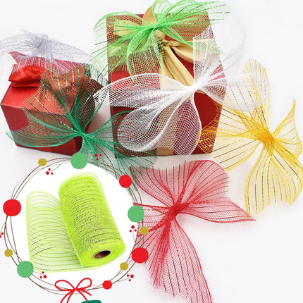 Poly Mesh Ribbon,6x338 Inch,Red Foil Mesh for Wreaths,Swags and Christmas Tree Decoration Ribbli Metallic Mesh Ribbon, Red Foil Mesh for Wreaths, Swags and Christmas Tree Decoration(Z1-Purple) light green.