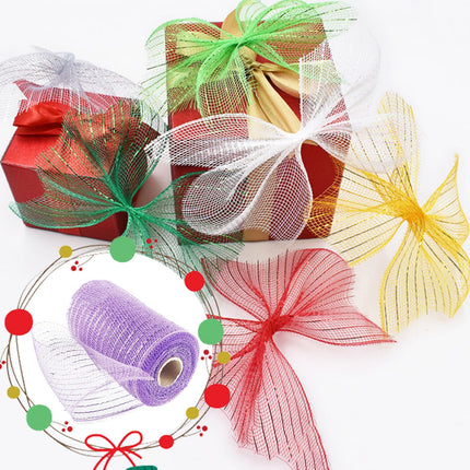 Poly Mesh Ribbon,6x338 Inch,Red Foil Mesh for Wreaths,Swags and Christmas Tree Decoration Ribbli Metallic Mesh Ribbon, Red Foil Mesh for Wreaths, Swags and Christmas Tree Decoration(Z1-Purple) light purple.