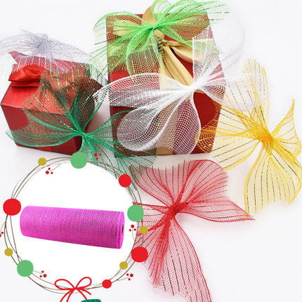 Poly Mesh Ribbon,6x338 Inch,Red Foil Mesh for Wreaths,Swags and Christmas Tree Decoration Ribbli Metallic Mesh Ribbon, Red Foil Mesh for Wreaths, Swags and Christmas Tree Decoration(Z1-Purple) pink.