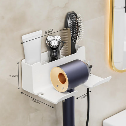 1 Pack Hair Dryer Holder, Wall Mount Self Adhesive Waterproof Blow Dryer Rack Storage Organizer Hanger, Compatible with Most Hair Blower Appliance, Curling Iron, Straightener(Z2-White) Z2-Black.