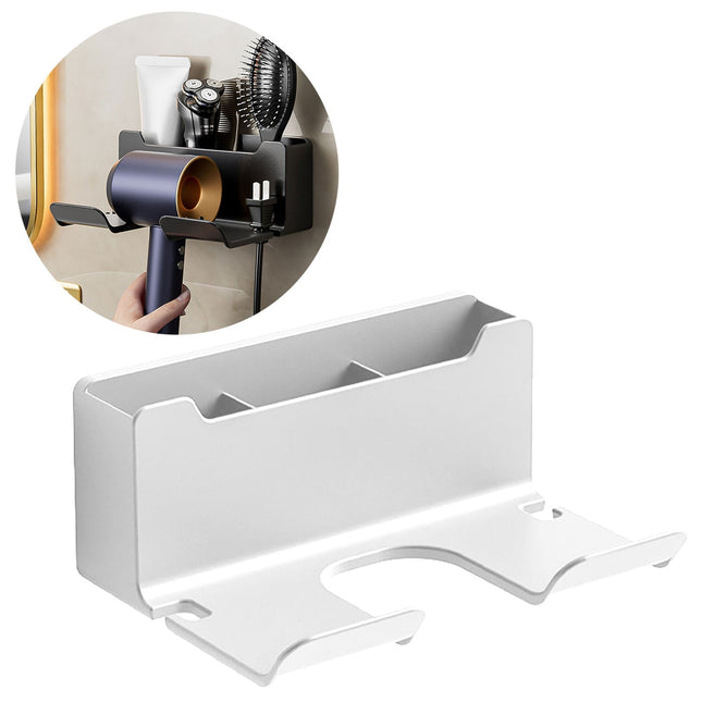 1 Pack Hair Dryer Holder, Wall Mount Self Adhesive Waterproof Blow Dryer Rack Storage Organizer Hanger, Compatible with Most Hair Blower Appliance, Curling Iron, Straightener(Z2-White) Z2-White.