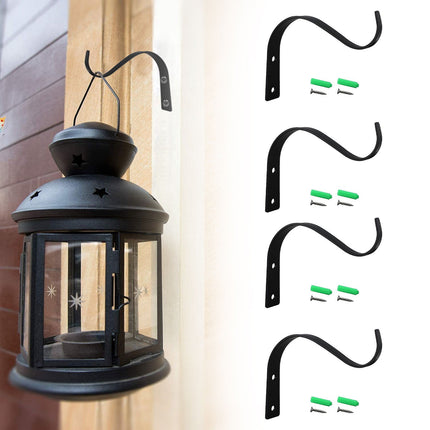 Outdoor Plant Hangers for Hanging Baskets, Heavy Duty Metal Plant Brackets for Hanging Plants Outside, Metal Plant Hooks Plant Wall Hooks for Hanging Lantern, Bird Feeder, 1 Pcs, 4.5x3.54 4.5" x 3.54" Black*2.