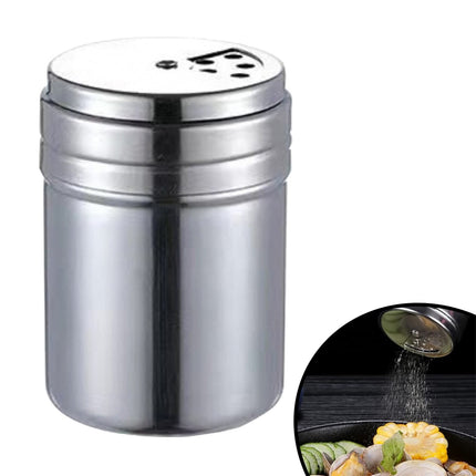 Stainless Steel Spice Shakers, Heavy Duty Salt Sugar Spice Pepper Shaker, Seasoning Cans For Kitchen Cooking and Outdoor Barbecue, 1 Pcs, 3.14x2.28 3.14" x 2.28" Silver.