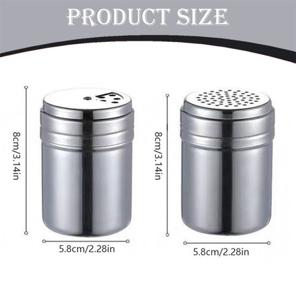 Stainless Steel Spice Shakers, Heavy Duty Salt Sugar Spice Pepper Shaker, Seasoning Cans For Kitchen Cooking and Outdoor Barbecue, 1 Pcs, 3.14x2.28 3.14" x 2.28" Silver.