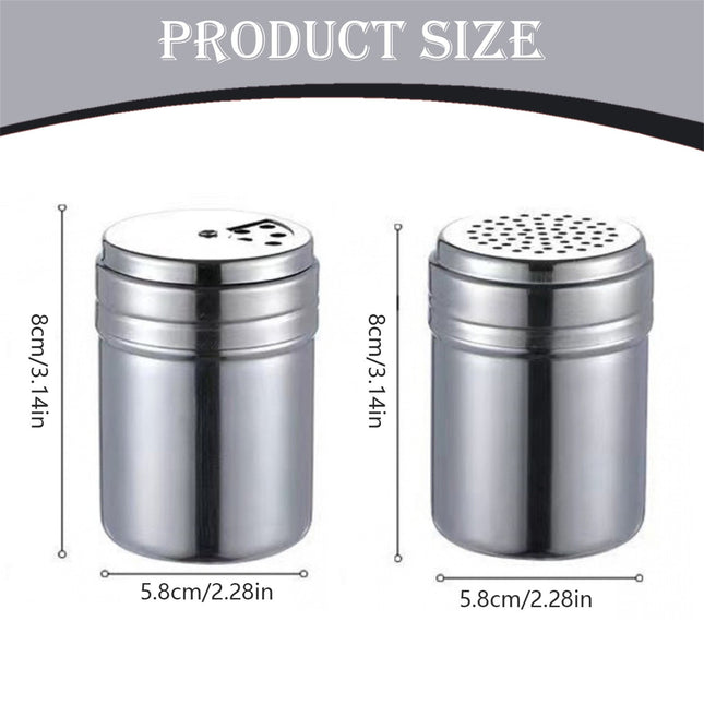 Stainless Steel Spice Shakers, Heavy Duty Salt Sugar Spice Pepper Shaker, Seasoning Cans For Kitchen Cooking and Outdoor Barbecue, 1 Pcs, 3.14x2.28 3.14" x 2.28" Silver.