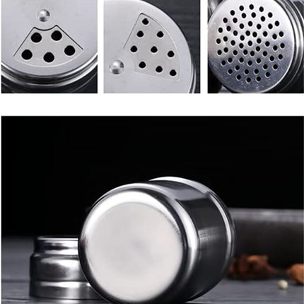Stainless Steel Spice Shakers, Heavy Duty Salt Sugar Spice Pepper Shaker, Seasoning Cans For Kitchen Cooking and Outdoor Barbecue, 1 Pcs, 3.14x2.28 3.14" x 2.28" Silver.
