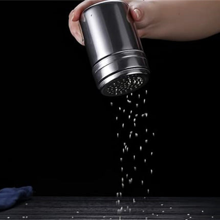 Stainless Steel Spice Shakers, Heavy Duty Salt Sugar Spice Pepper Shaker, Seasoning Cans For Kitchen Cooking and Outdoor Barbecue, 1 Pcs, 3.14x2.28 3.14" x 2.28" Silver.