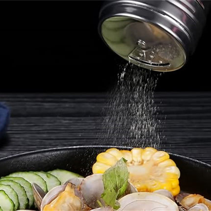 Stainless Steel Spice Shakers, Heavy Duty Salt Sugar Spice Pepper Shaker, Seasoning Cans For Kitchen Cooking and Outdoor Barbecue, 1 Pcs, 3.14x2.28 3.14" x 2.28" Silver1.