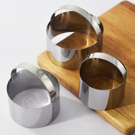 Round Biscuit Cutter with Handle, Stainless Steel Round Circle Doughnut Cutter, Heavy Duty Cookie Cutters, Baking Molds, Assorted Size, 3 Pcs Multisize Silver*3.