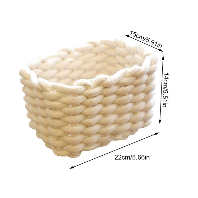 Small Cat Ears Toy Organizer, Woven Cotton Rope Basket, Decorative Nursery Bins & Boxes Gift Basket Empty for Pet Toy Storage, 1 Pcs, 7.8x3.93 8.66" x 5.91" x 5.51" Beige.