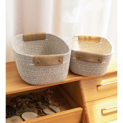Small Cat Ears Toy Organizer, Woven Cotton Rope Basket, Decorative Nursery Bins & Boxes Gift Basket Empty for Pet Toy Storage, 1 Pcs, 7.8x3.93 11.02" x 8.66" x 4.33" Coffee.
