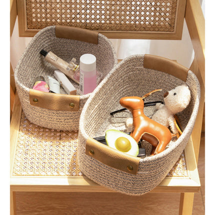 Small Cat Ears Toy Organizer, Woven Cotton Rope Basket, Decorative Nursery Bins & Boxes Gift Basket Empty for Pet Toy Storage, 1 Pcs, 7.8x3.93 11.02" x 8.66" x 4.33" Coffee.