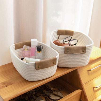 Small Cat Ears Toy Organizer, Woven Cotton Rope Basket, Decorative Nursery Bins & Boxes Gift Basket Empty for Pet Toy Storage, 1 Pcs, 7.8x3.93 11.02" x 8.66" x 4.33" Coffee.