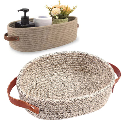 Small Cat Ears Toy Organizer, Woven Cotton Rope Basket, Decorative Nursery Bins & Boxes Gift Basket Empty for Pet Toy Storage, 1 Pcs, 7.8x3.93 13" x 5.9" x 4.0" Khaki.