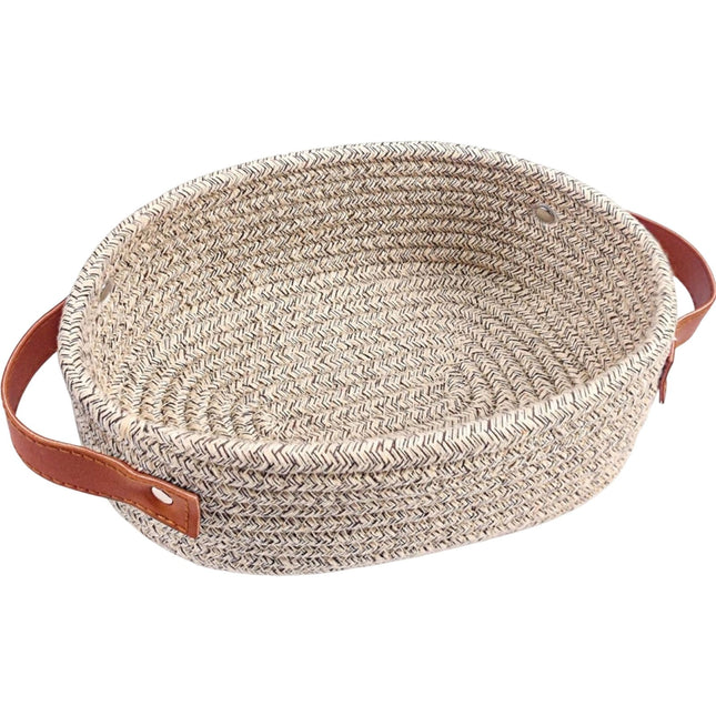 Small Cat Ears Toy Organizer, Woven Cotton Rope Basket, Decorative Nursery Bins & Boxes Gift Basket Empty for Pet Toy Storage, 1 Pcs, 7.8x3.93 13" x 5.9" x 4.0" Khaki.