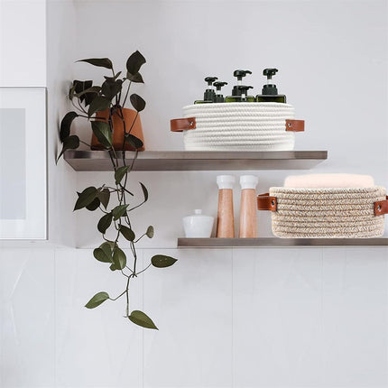 Small Cat Ears Toy Organizer, Woven Cotton Rope Basket, Decorative Nursery Bins & Boxes Gift Basket Empty for Pet Toy Storage, 1 Pcs, 7.8x3.93 13" x 5.9" x 4.0" Khaki.