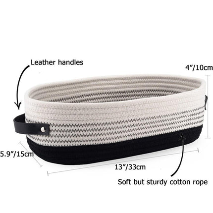 Small Cat Ears Toy Organizer, Woven Cotton Rope Basket, Decorative Nursery Bins & Boxes Gift Basket Empty for Pet Toy Storage, 1 Pcs, 7.8x3.93 11.02" x 8.66" x 4.33" White.