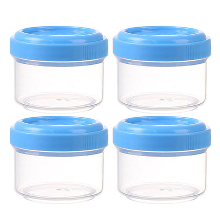 4Pcs Clear Plastic Jars With Lids,Small Plastic Storage Jars With Screw On Lids,Mini Wide-Mouth Refillable Storage Containers,Empty Round Containers For Candy,Beads,Lotion,Food Storage,Red Blue.
