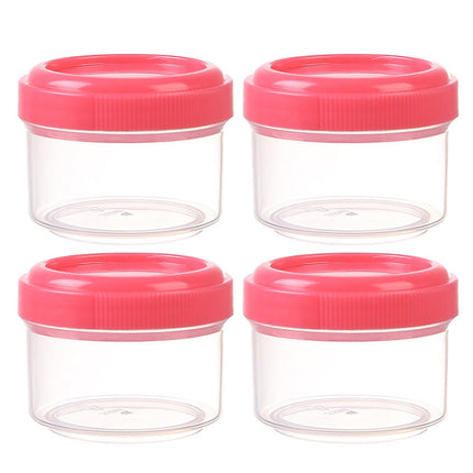 4Pcs Clear Plastic Jars With Lids,Small Plastic Storage Jars With Screw On Lids,Mini Wide-Mouth Refillable Storage Containers,Empty Round Containers For Candy,Beads,Lotion,Food Storage Red.