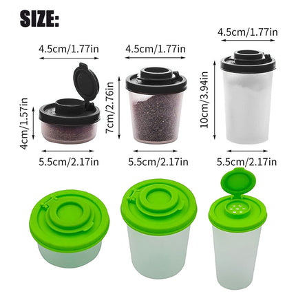 Salt And Pepper Shakers Moisture Proof ,Clear Plastic Condiment Bottles ,Salt Shaker For Camping Picnic Outdoors Kitchen Travel Spice Clear With Covers Lids Plastic Airtight Dispenser 2.17" x 1.57" x 1.77" Black.