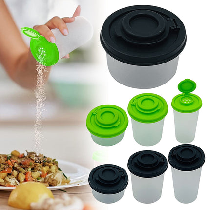 Salt And Pepper Shakers Moisture Proof ,Clear Plastic Condiment Bottles ,Salt Shaker For Camping Picnic Outdoors Kitchen Travel Spice Clear With Covers Lids Plastic Airtight Dispenser,Black 2.17" x 2.76" x 1.77" Green.