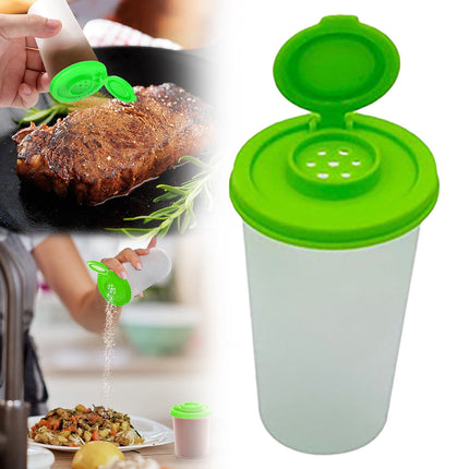 Salt And Pepper Shakers Moisture Proof ,Clear Plastic Condiment Bottles ,Salt Shaker For Camping Picnic Outdoors Kitchen Travel Spice Clear With Covers Lids Plastic Airtight Dispenser,Black 2.17" x 3.94" x 1.77" Green.