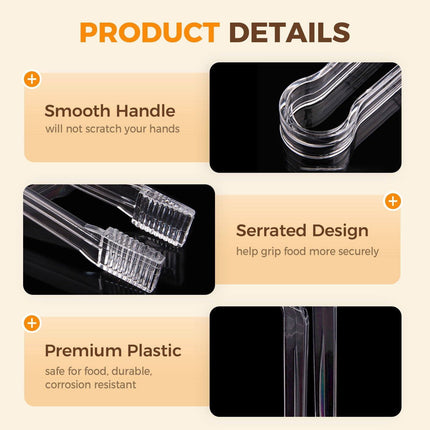1Pcs Plastic Serving Tongs, 6.3 Inches Disposable Clear Plastic Tongs, Small Serving Tongs,Kitchen Mini Tongs,Small Serving Utensil Tongs For Party Food Buffet Appetizer Salad Catering Ice,(1PCS) 4PCS.