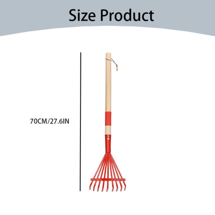 1Pcs Rake For Leaves,Rakes With Hardwood Handle,28" Small Rake With Durable Metal Head & Hardwood Handle, Mini Leaves Rake Lightweight & Cute Rakes With Heads Garden Tools Gifts,(Red) Red.