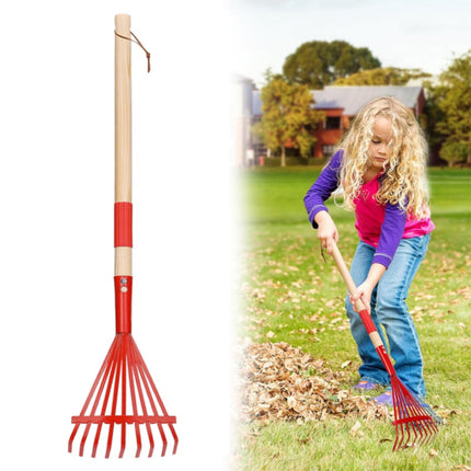 1Pcs Rake For Leaves,Rakes With Hardwood Handle,28" Small Rake With Durable Metal Head & Hardwood Handle, Mini Leaves Rake Lightweight & Cute Rakes With Heads Garden Tools Gifts,(Red) Red.