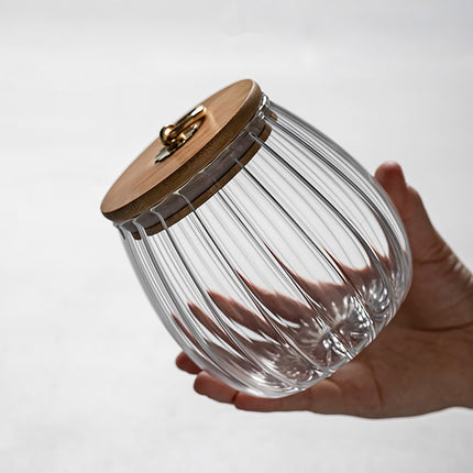 Sugar Containers With Bamboo Lids,Glass Coffee Canister Airtight Food Storage Jar With Lid, Candy Glass Canister Decorative Jars For Food Sugar Coffee Beans Tea, Coffee Bar Accessories A.