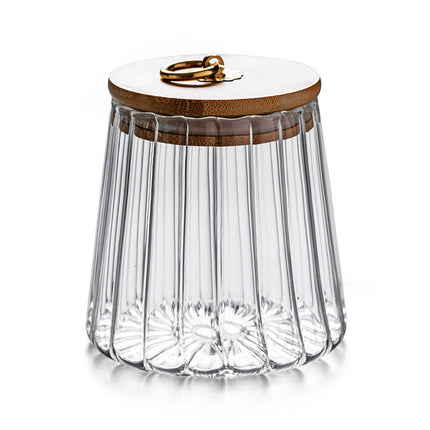 Sugar Containers With Bamboo Lids,Glass Coffee Canister Airtight Food Storage Jar With Lid, Candy Glass Canister Decorative Jars For Food Sugar Coffee Beans Tea, Coffee Bar Accessories A.