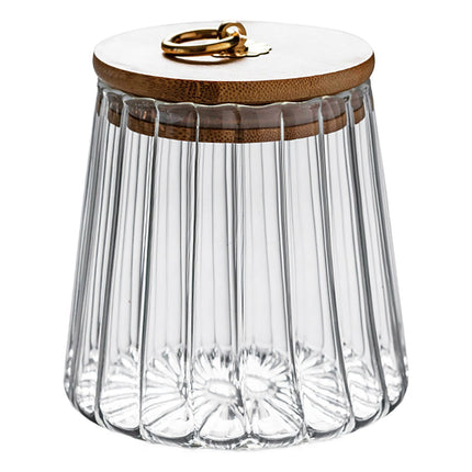 Sugar Containers With Bamboo Lids,Glass Coffee Canister Airtight Food Storage Jar With Lid, Candy Glass Canister Decorative Jars For Food Sugar Coffee Beans Tea, Coffee Bar Accessories B.