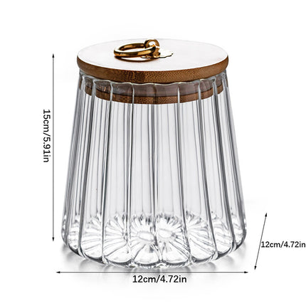Sugar Containers With Bamboo Lids,Glass Coffee Canister Airtight Food Storage Jar With Lid, Candy Glass Canister Decorative Jars For Food Sugar Coffee Beans Tea, Coffee Bar Accessories B.