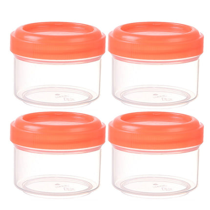 4Pcs Clear Plastic Jars With Lids,Small Plastic Storage Jars With Screw On Lids,Mini Wide-Mouth Refillable Storage Containers,Empty Round Containers For Candy,Beads,Lotion,Food Storage,Purple Orange.