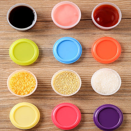 4Pcs Clear Plastic Jars With Lids,Small Plastic Storage Jars With Screw On Lids,Mini Wide-Mouth Refillable Storage Containers,Empty Round Containers For Candy,Beads,Lotion,Food Storage,Purple Yellow.