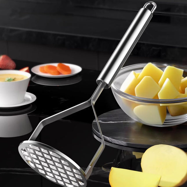 Stainless Steel Potato Masher,Mashed Potato Masher,Labor-Saving Mashing,Heavy Duty Stainless Steel Potato Masher,Food Smasher For Potatoes, Avocados & More,Manual Potato Masher Tool Silver.
