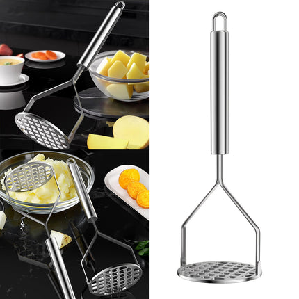 Stainless Steel Potato Masher,Mashed Potato Masher,Labor-Saving Mashing,Heavy Duty Stainless Steel Potato Masher,Food Smasher For Potatoes, Avocados & More,Manual Potato Masher Tool Silver.