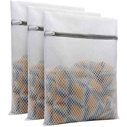 Honeycomb Delicates Bags for Washing Machine, Heavy Duty lingerie bags for Laundry, Travel Storage Organize Bag for Cotton Clothes, Sheet, Shoes, 1 Pcs, 15.75x11.81 11.81" x 15.75" White/3 Pcs.