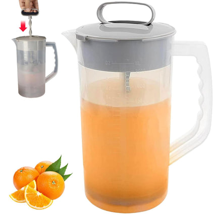 Mixing Pitcher For Drinks, 68 Oz Plastic Water Pitcher With Lid,Mixing Pitcher With Lid Drink Containers,Angled Plastic Blades And Adjustable Mixer Plunger For Juice, Powdered Milk 68 Oz.
