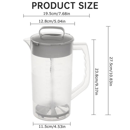 Mixing Pitcher For Drinks, 68 Oz Plastic Water Pitcher With Lid,Mixing Pitcher With Lid Drink Containers,Angled Plastic Blades And Adjustable Mixer Plunger For Juice, Powdered Milk 68 Oz.