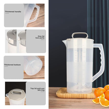 Mixing Pitcher For Drinks, 68 Oz Plastic Water Pitcher With Lid,Mixing Pitcher With Lid Drink Containers,Angled Plastic Blades And Adjustable Mixer Plunger For Juice, Powdered Milk 68 Oz.
