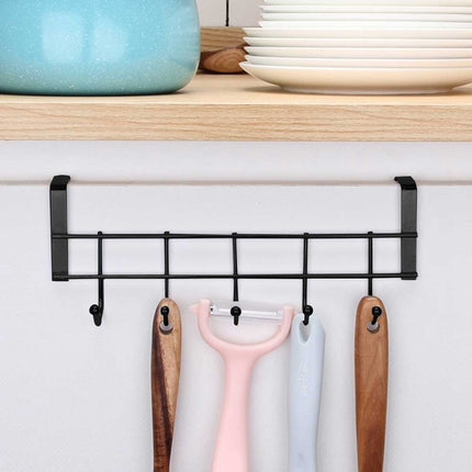 Over The Door Hooks For Hanging, Over The Door Hanger, Over The Door Organizer,Over The Door Towel Rack For Bathroom With 5 Coat Hooks, Bathroom Towel Holder Towels Hanger,Bedroom Door Hooks,(Black) Black-6PCS.
